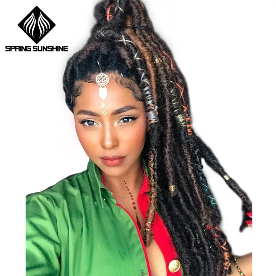 

Spring sunshine 16 20inch Synthetic Braiding Hair Extensions Straight Dreadlocks Ombre Faux Locs Brown Black Crochet Braid Hair