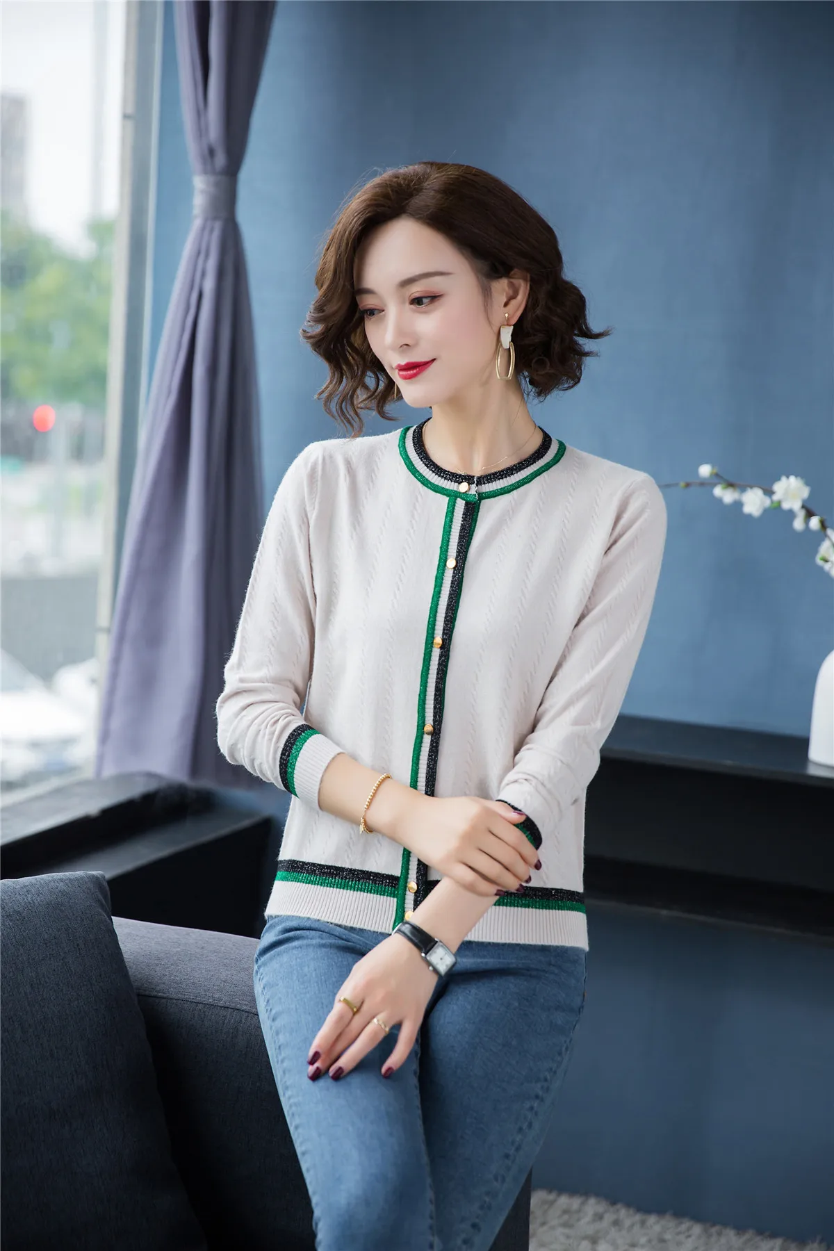 YISU свитер кардиган женский осень зима длинный рукав О-образный вырез вязаный жакет Открытый стежок Кардиганы Верхняя одежда вязаное пальто
