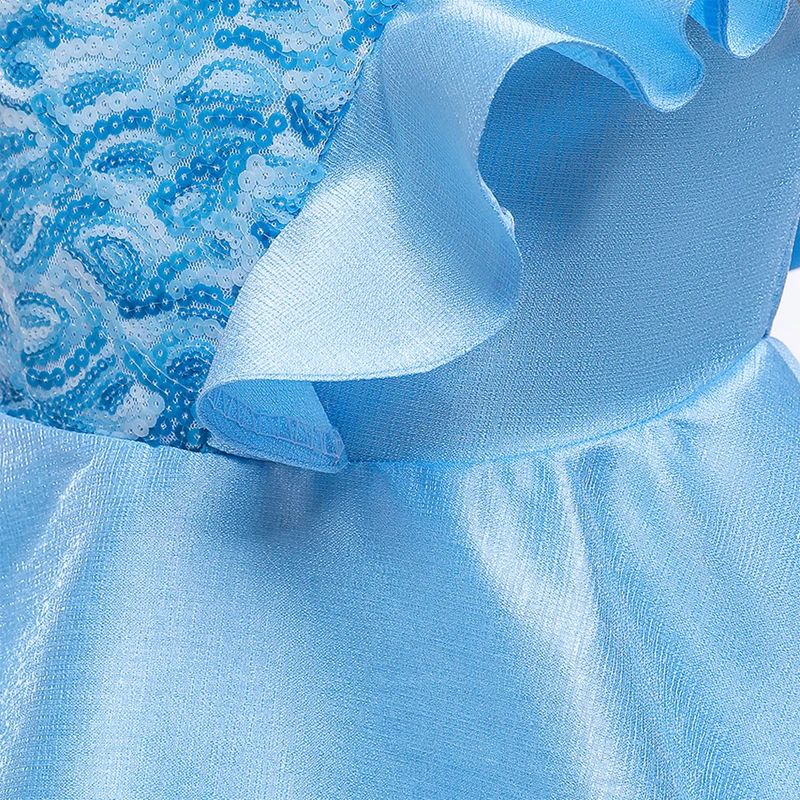Г. Зимнее платье-пачка с асимметричным подолом с оборками на рукавах Детские платья для девочек, одежда для девочек вечерние платья платье принцессы с цветами и блестками