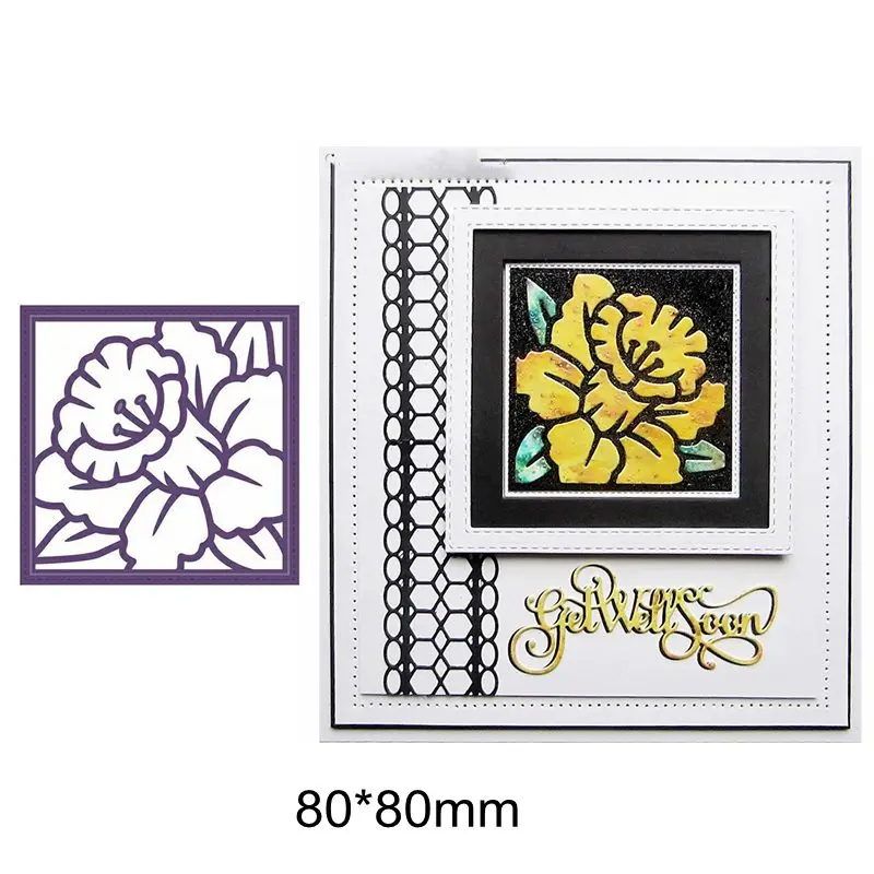 

Metal Cutting Dies Tulip Flower Branch Square Frame DIY Scrapbooking Craft Cards Album Decorate Paper Stencils New Die Cut 2019