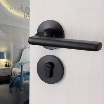 

Black Space Aluminum Door Handle Interior / Bedroom Door Lock Split Silent Door Lock ,door Hardware