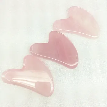 

KCONYD 20/50/200/500pcs Factory Wholesale Natural Jade Body&Face Guasha plate-Rose quartz-V shape