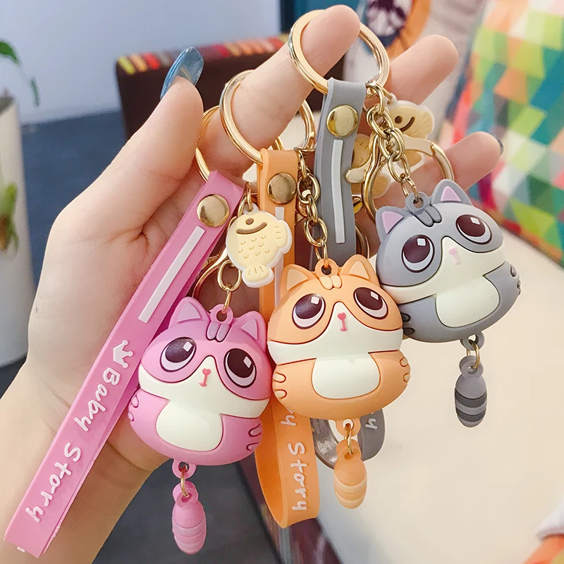 Ins-Porte-clés Kawaii pour femme, chat mignon, clé de voiture