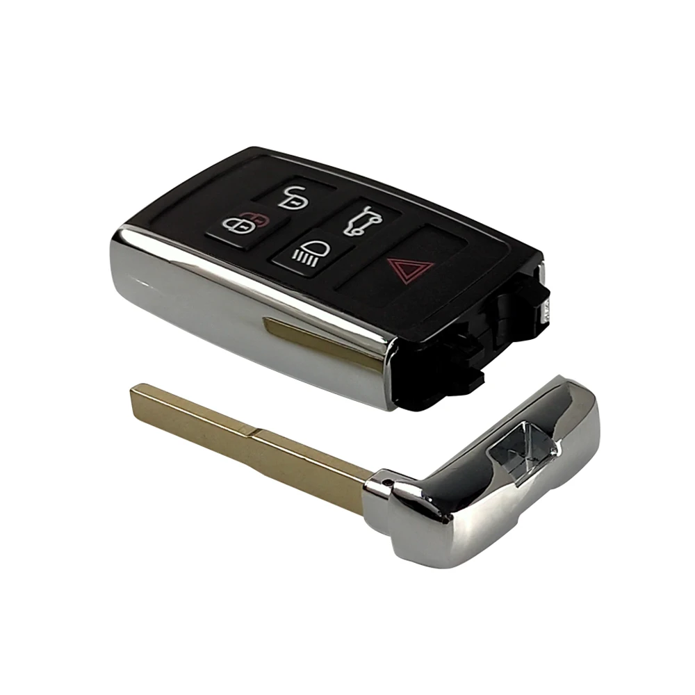 Чехол OkeyTech для Jaguar Xf Xk Smart Key, чехол, держатель Fob, 5 кнопок, со вставкой, пустые лезвия, металл, есть для текста Jaguar