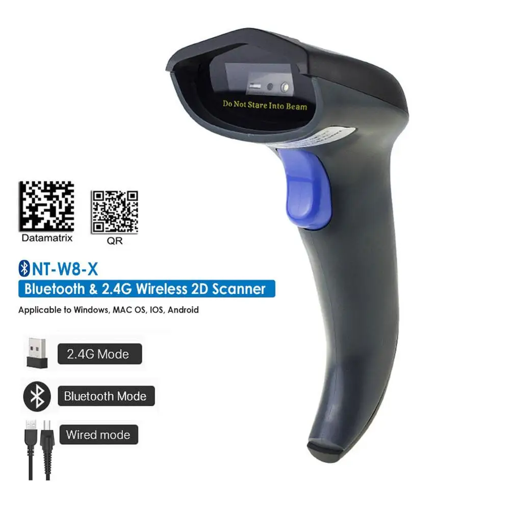 NETUM W3 Wired CCD Barcode Reader AND W8-X Bluetooth Wireless 2D/QR Barcode Scanner Scan PDF417 Data Matrix large format scanner Scanners