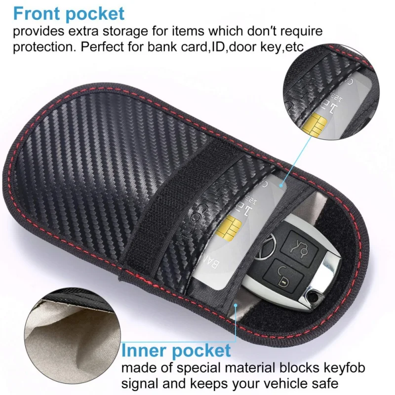 Faraday Card Car Keys Case FOB Signal Blocker Bag RFID Shielding Key Credit Card Bags Organizer For Privacy Protection