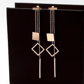Fashion new earrings long section three chain geometry tassel rose gold woman earrings for women jewelry wholesale