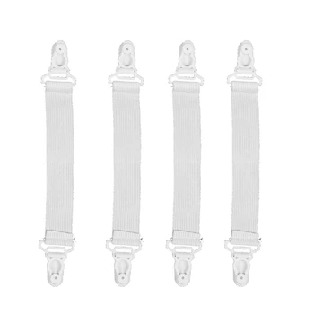 

4 Pcs Home White Elastic Mattress Bed Sheet Grippers Clips