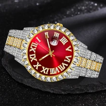 

Iced Out Luxus Uhr Männer Gold Silber Zirkonia Uhren Hüfte Hop Volle Diamant Armband Edelstahl Quarz männer uhr