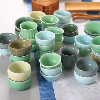 

Kung Fu Tea Cup Ceramic pin ming bei Longquan Celadon Tea Cup Master Cup Geyao Ice Crack Tea Cup dou li bei china tea cup tea c