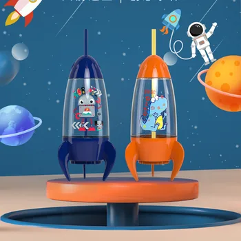 

Portable Straw Cup 500ml Creative Cartoon Water Cup Cross Rocket Bottle Children Adult Water Cup with Straw Cute Drinking Cup