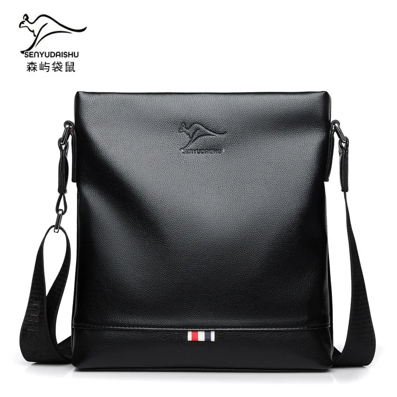 

New Style Creative Men Chest Pack Verticle Square Crossbody Bag Men Genuine Leather Waterproof Business Briefcase