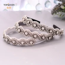 TOPQUEEN S28-FG, свадебные стразы, аксессуары для волос, свадебная тиара, головные уборы, серебряные стразы, повязка на голову, свадебные украшения для волос