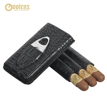 VOLENX Leather Cigar Case with Cutter Portable Pocket Humidor Holds 3 Cigarettes Travel Black Cigar Tubes toothpaste 2 go travel sized refill tubes 3 pack