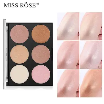 

6 Colors Highlighter palette gold shimmer face powder iluminador maquiagem bronzer contour kit by Miss rose MS089