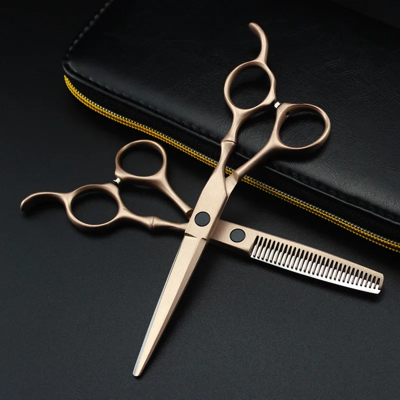 

professional Japan 440c 6 '' rose gold hair cutting scissors haircut thinning barber haircutting shears hairdressing scissors