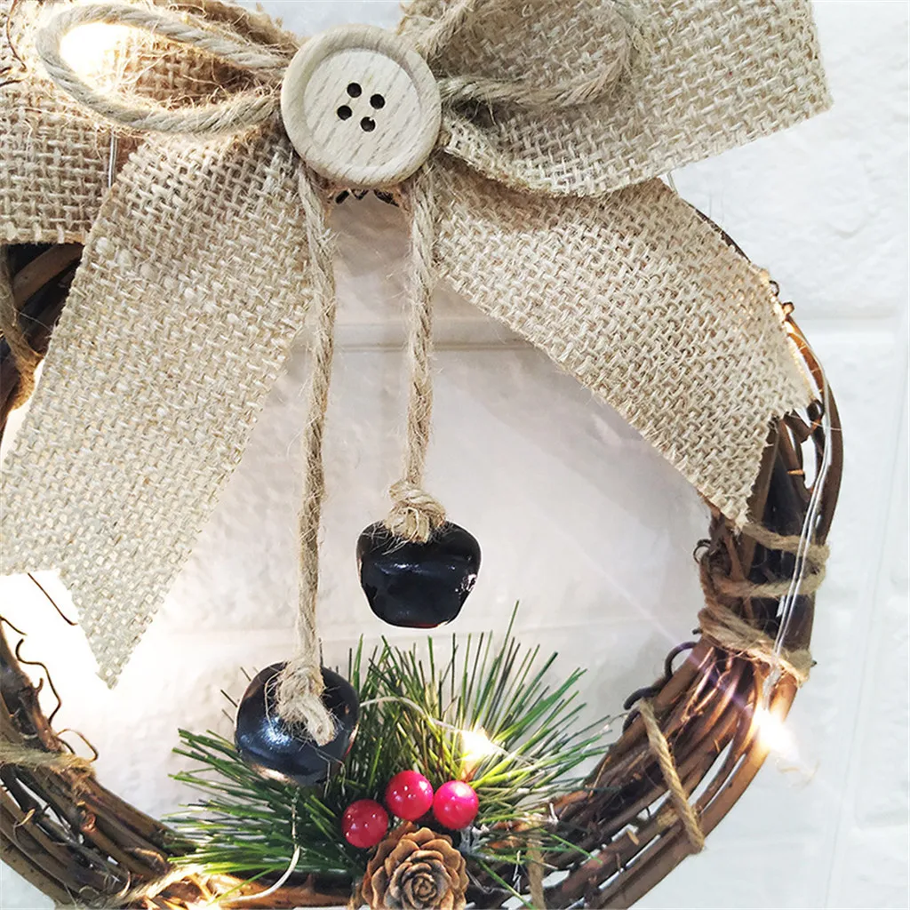 Нежный Рождественский светодиодный венок, подвесные украшения, Рождественский настенный кулон-венок, декоративный светильник для украшения дома, аксессуары