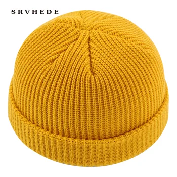

winter Brimless Hats Hip Hop Beanie Skullcap Street Knitted Hat Women Men Acrylic Unisex Casual Solid Pumpkin Portable Melon Cap