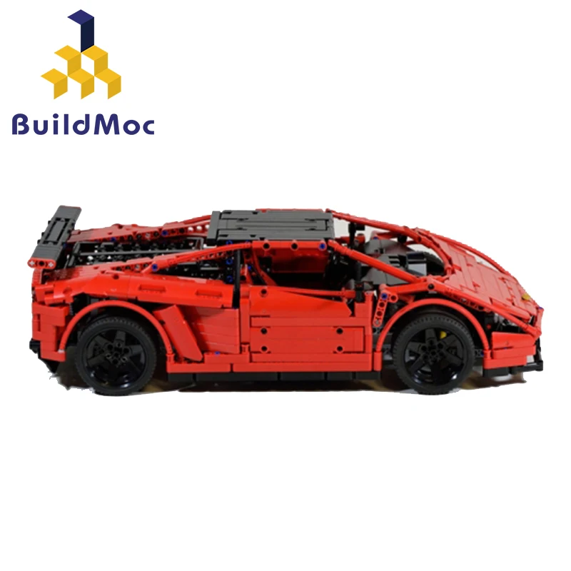 BuildMoc сборка для MOC Lamborghini Audi R8 V10 Ferrarii 458 Строительные блоки Набор игрушек Сделай Сам развивающий подарок детям на день рождения