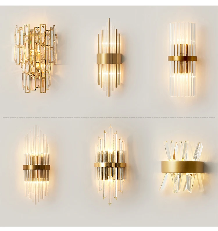 Modern crystal wall lamp gold sconce lights AC110V 220V fashion luxury lustre living room bedroom light fixtures