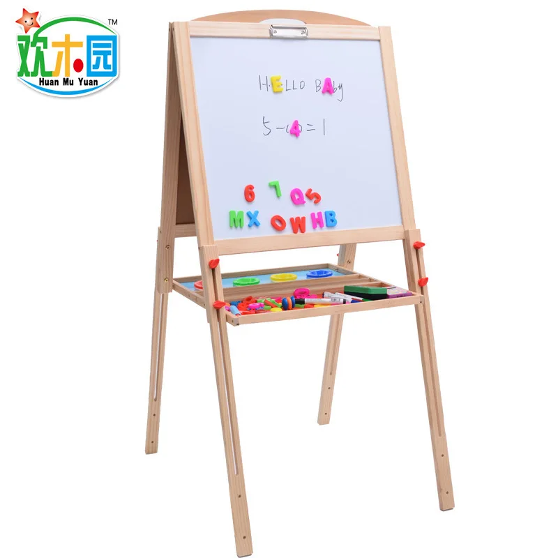 

Large Size CHILDREN'S Drawing Board Double-Sided Magnetic Holder Blackboard Wooden Adjustable Kids Toy 3--8-Year-Old