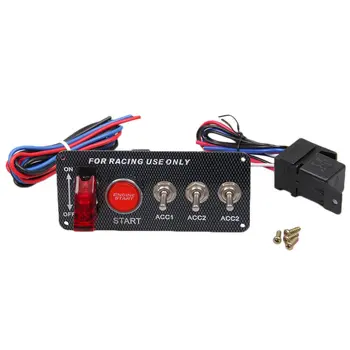 

Carbon Fiber Racing Car Engine Start Push Button Ignition Switch Panel 12V led Toggle Switch Panel 4 in 1 Car Modification