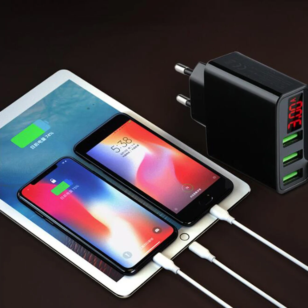 Зарядное устройство с 3 USB портами и светодиодным дисплеем 1 шт.|Зарядные
