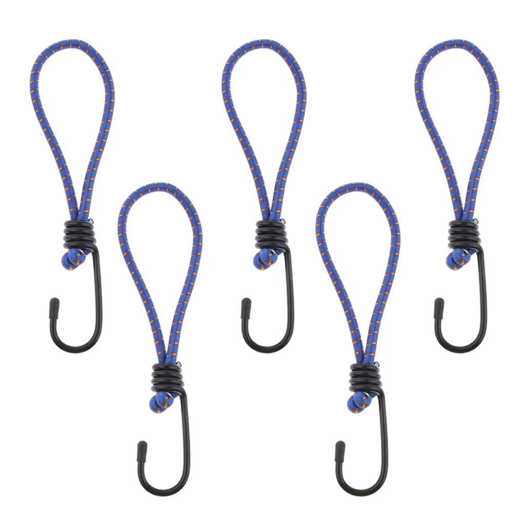 5 Pieces Bungee Hook Tie Tarpaulin Elastic Tension Belts With Hooks