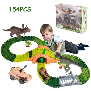 

NEW 154PCS/Set Dinosaur Toy Dinosaur World Highway Variety Track Flexible Track Set Compatible Legoings