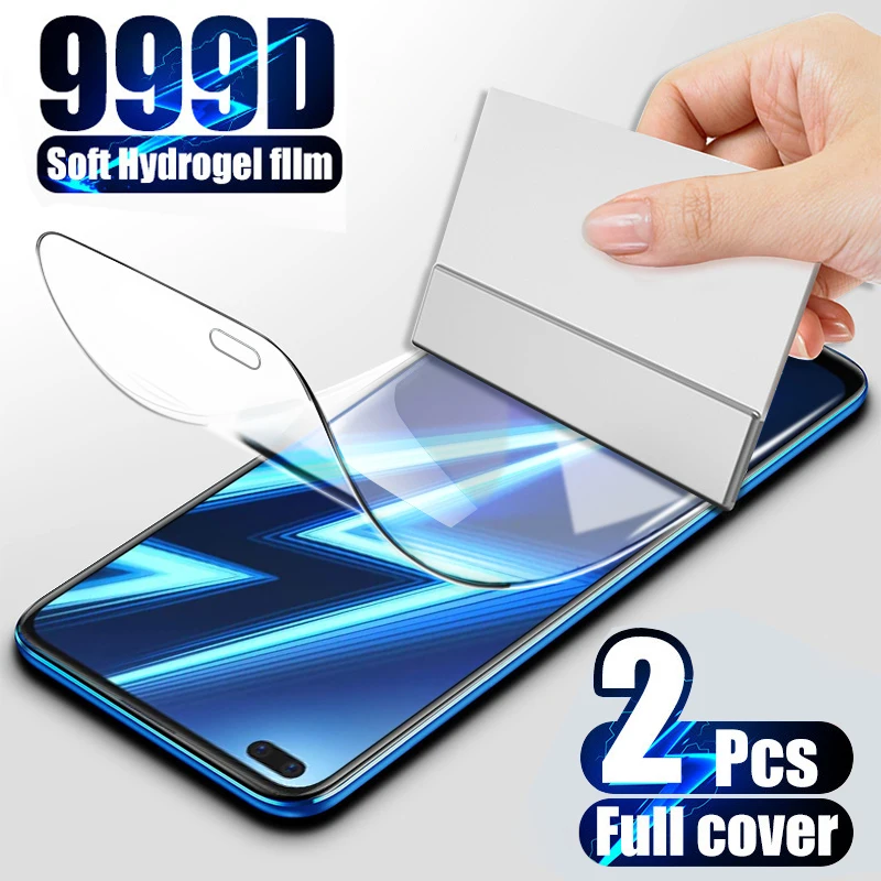 screen protectores de pantalla de película de hidrogel 2 uds para OPPO Realme GT 8 7 6 5 Pro película protectora Realme X2 X50 X7 Pro C3 C11 C12 C15 V5 sin vidrio accesorios del teléfono móvil Film