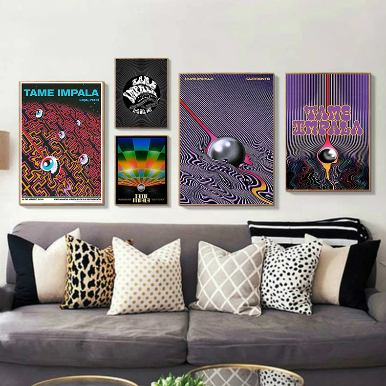 Абстрактная Картина на холсте Новинка Tame Impala психоделическая музыкальная группа
