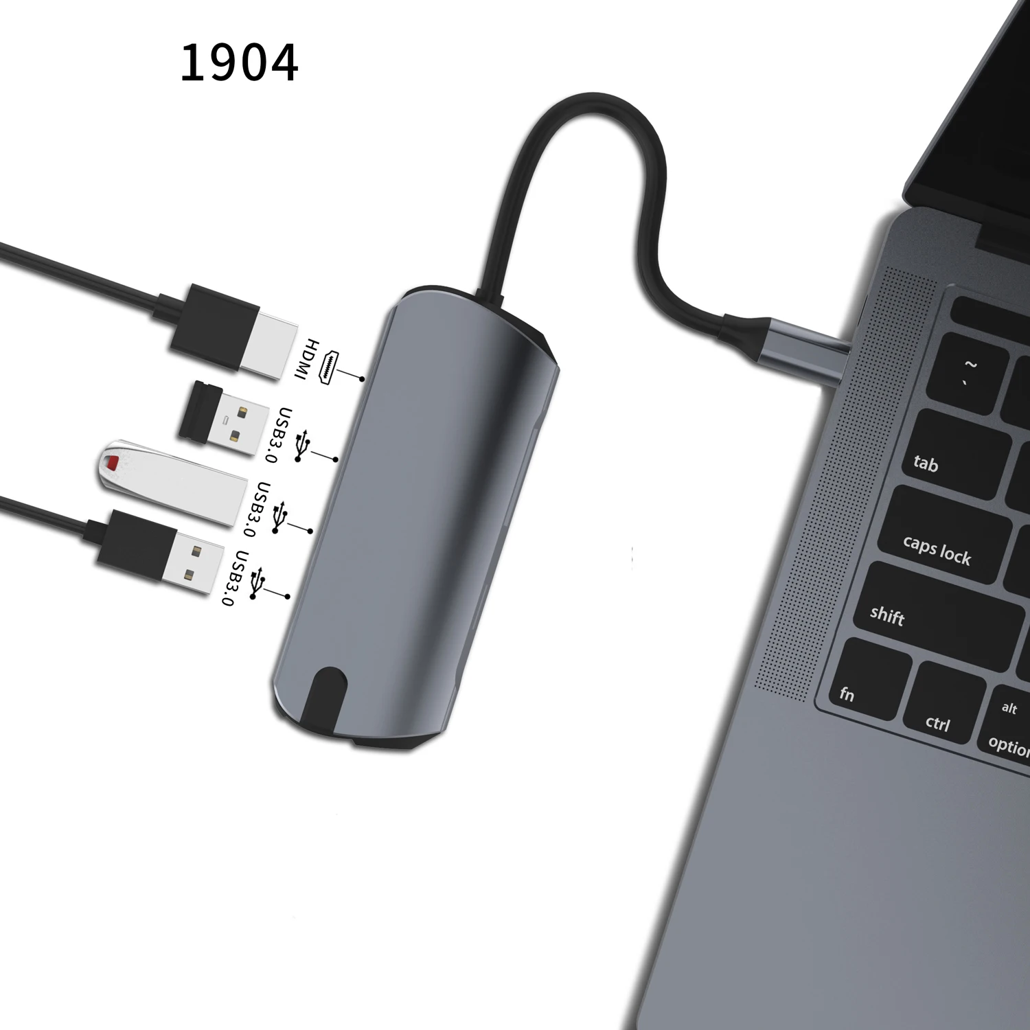 1904 Type c концентратор для мульти-Хаба USB 3,0 HDMI 4 K/SD/TF кард-ридер/PD зарядка аудио/RJ45 адаптер для MacBook Pro type c usb-хаб - Цвет: 1904