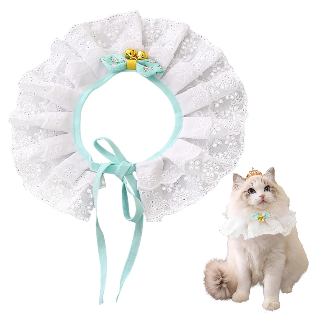 

Модный нагрудник для собак и кошек с колокольчиком, Милая Кружевная бандана для кошек, нагрудник для домашних животных, шейный платок, товары для домашних животных, украшение, платье для кошек и собак