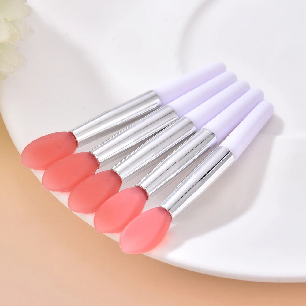 5Pcs Double Side Soft Silicone Head Eyeshadow Lip Applicator Brush Makeup Brushes with PVC Bag Cosmetic Beauty Makeup Tools makeup brushes eyeshadow sponge applicators lip makeup applicators makeup tool set