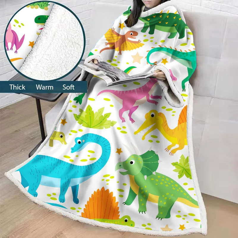 

Cartoon Blanket With Sleeves 3D Printed Plush Coral Sherpa Fleece Outdoor Sofa Blanket Microfiber Warm Soft Manta Drop Shipping