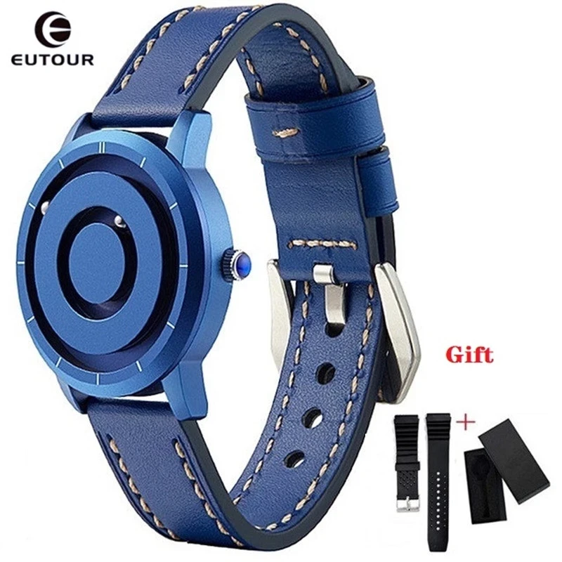 MAGNETO Jupiter Blue Leather Magnetic Brown Wristwatch – Magneto Watch