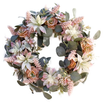

Artificial Wreath Door Trim Ornament Hanging Succulent Fake Flower Garland For Home Garden Christmas Wedding Decor 2020 New