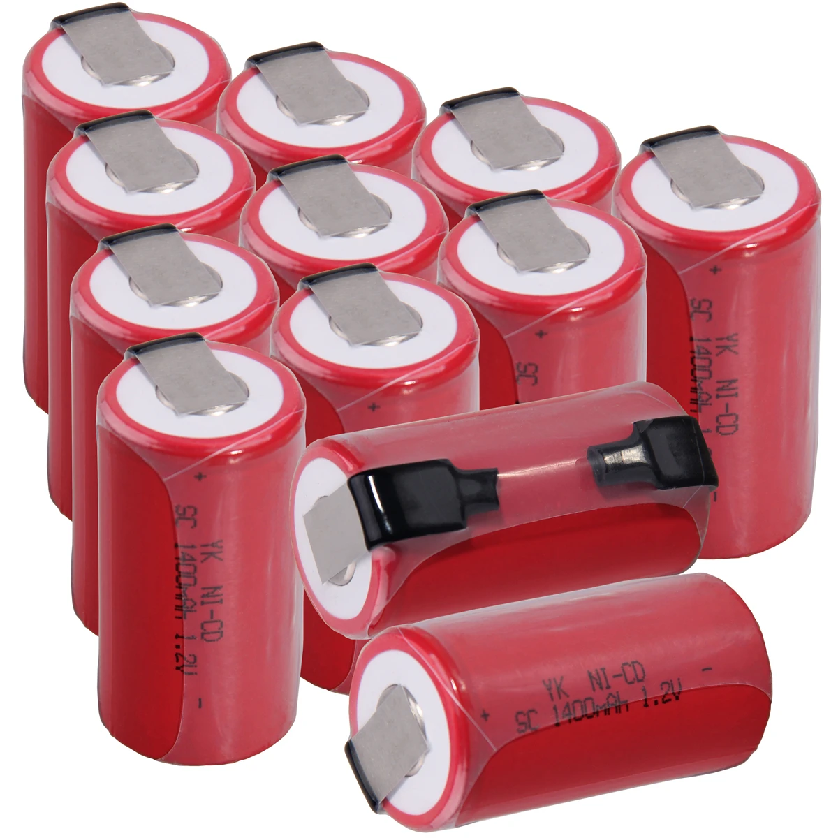 12 pcs SC battery 1.2V SUBC batteries rechargeable high drain 1400mah with tabs color random | Электроника