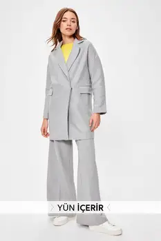 

Trendyol Gray Woolen Oversize Stamp Coat TWOAW20KB0038