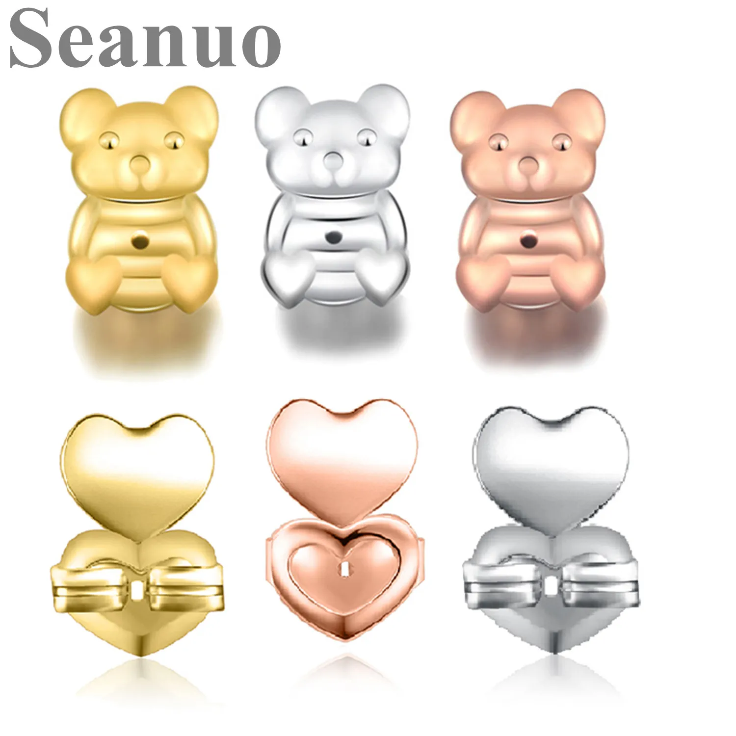 

Seanuo Fashion Gold Silver Stud Earrings Back Nut Lifter Lift Hypoallergenic Fit Post Earring Earlobe Support Earrings For Women