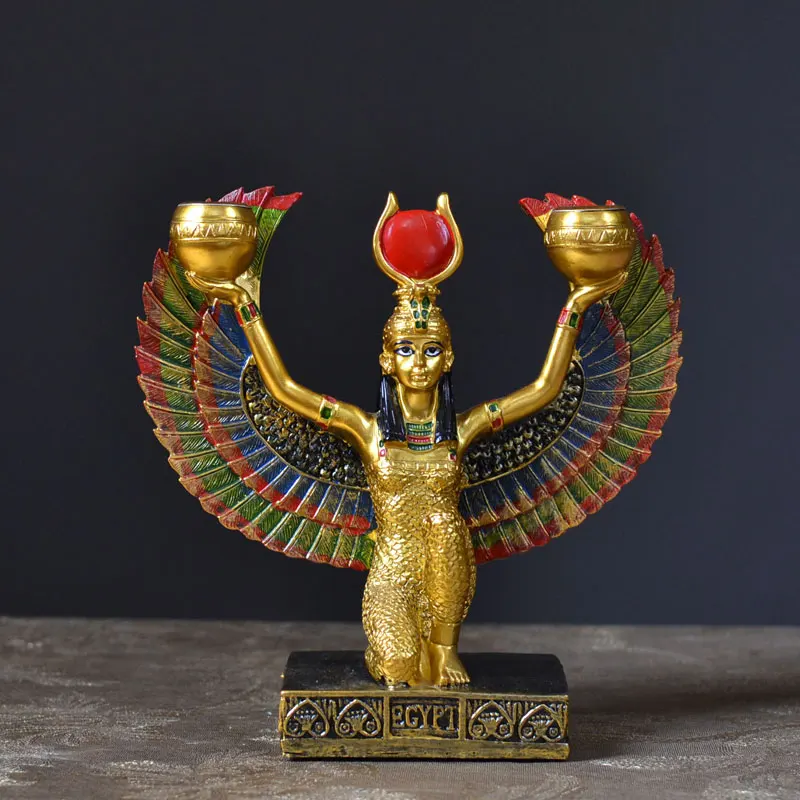 Египетская мифология ИГИЛ богиня Статуэтка сувениры королева подсвечник украшения Творческая гостиная настольные фигурки X3687 - Цвет: B