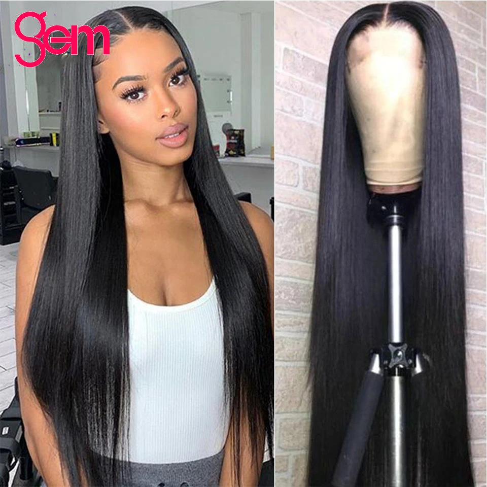 26 Inches Straight Human Hair Wigs For Black Women Full Machine Wig GEM Hair  150 Density Brazilian Hair Wig Fast Free Shipping|Bộ Tóc Người Ren| -  AliExpress
