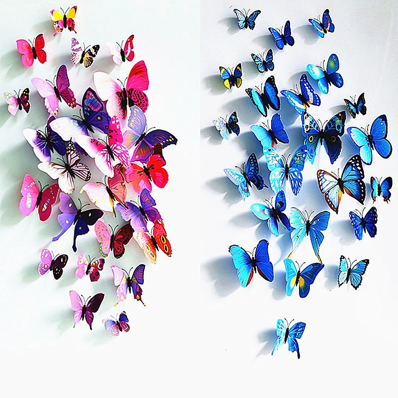 12pcs Pvc 3d Butterfly Wall Decor Beautiful Butterflies Wall Stickers Art Decals Room Wall Art Household Butterflies Decoration Wall Stickers Aliexpress