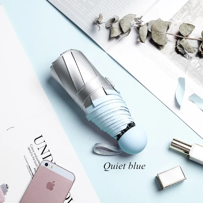 PALONY Pocket five fold mini umbrella silver glue sun protection uv protection windproof women's colorful folding mini umbrella