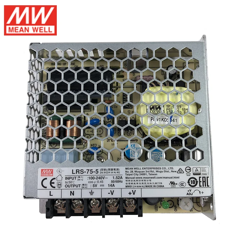MEAN WELL LRS-75-5 импульсный источник питания 110 V/220 V AC до 5V DC 14A 70W Meanwell блок питания PSU