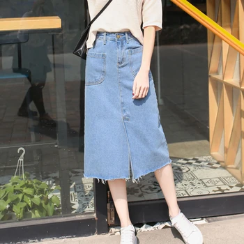 

2019 New Spring Summer irregular Denim Skirts Fashion Women‘s Jeans Skirt High Waisted Long Skirts Ladies Casual Sliming skirts