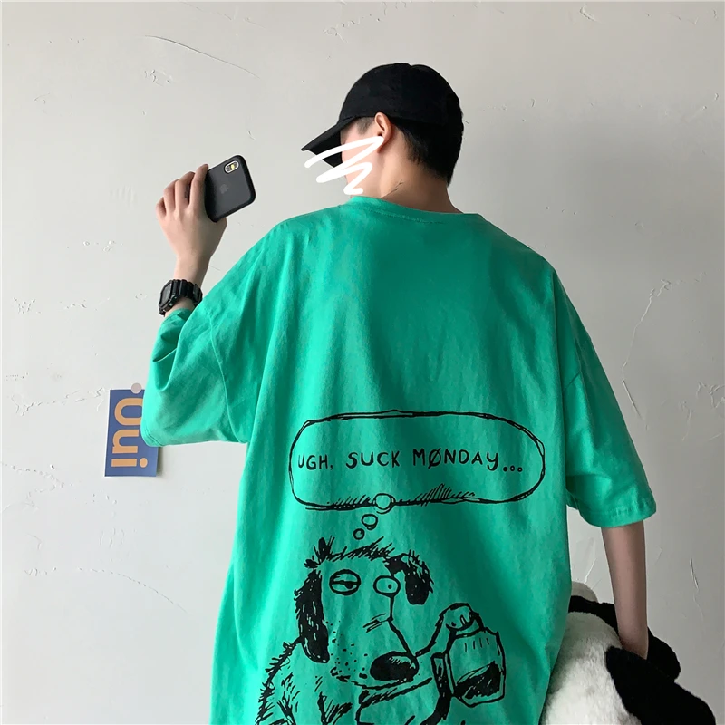 

Funny Dog Printed T Shirts for Summer Tops Mens Hip Hop Graphic Tees Oversized Streetwear Camisetas Hombre Verano Manga Corta