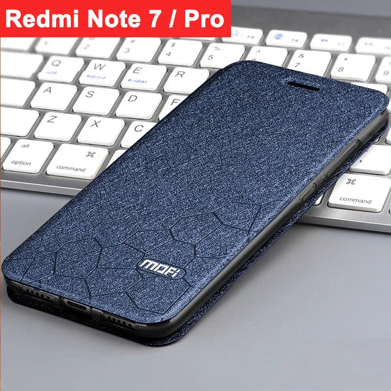 Чехол для xiaomi redmi note 7, чехол для redmi note 7pro, флип-чехол mofi, кожаный чехол-книжка с подставкой, 360 °, fundas, Роскошный чехол для xiaomi redmi note 7 - Цвет: Blue