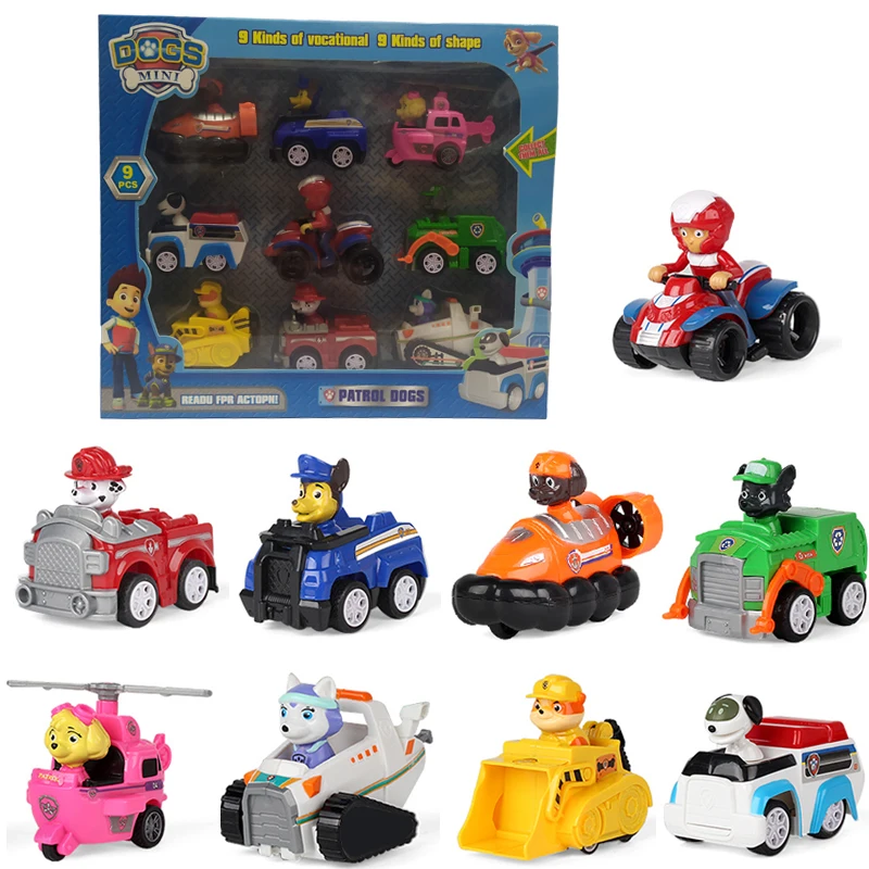PAW PATROL, фигурки, игрушка, Paw Patrol, штамп, Щенячий патруль, смотровая башня с музыкой и светильник, база для спасательных работ, детская игрушка - Цвет: 9pcs have box