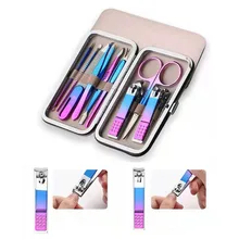 9 шт./компл. маникюрный набор для ногтей Набор для ногтей кусачки для ногтей комплект Красочные ножницами для педикюра, пинцет ногти искусство инструменты иголок для удаления угрей, AML01-9